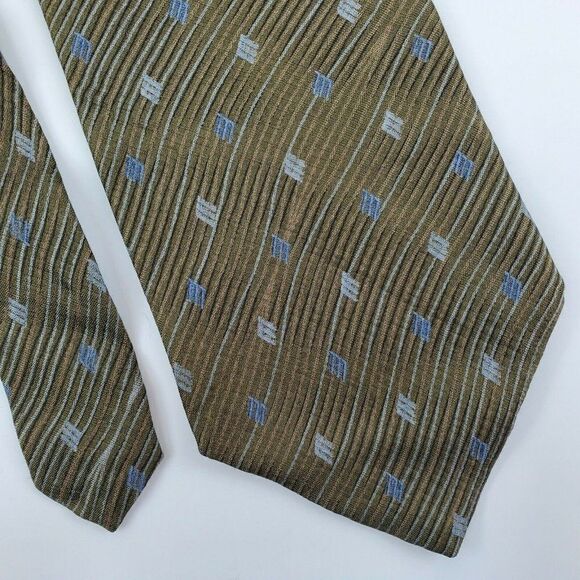 Dockers Khakis Silk Tie Green‎ Geometric Wavy Wide - Picture 1 of 6